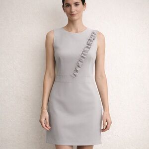 🇫🇷NWT DIAB’LESS Light Grey Ruffle Shift Dress (Size 3)